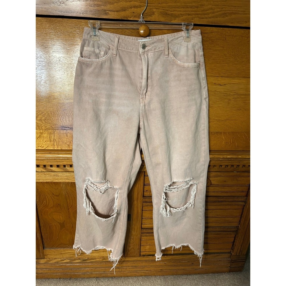 Vervet Y2K‎ Grunge Pink Distressed Wide Leg Jeans High Rise Acid Wash Baggy
